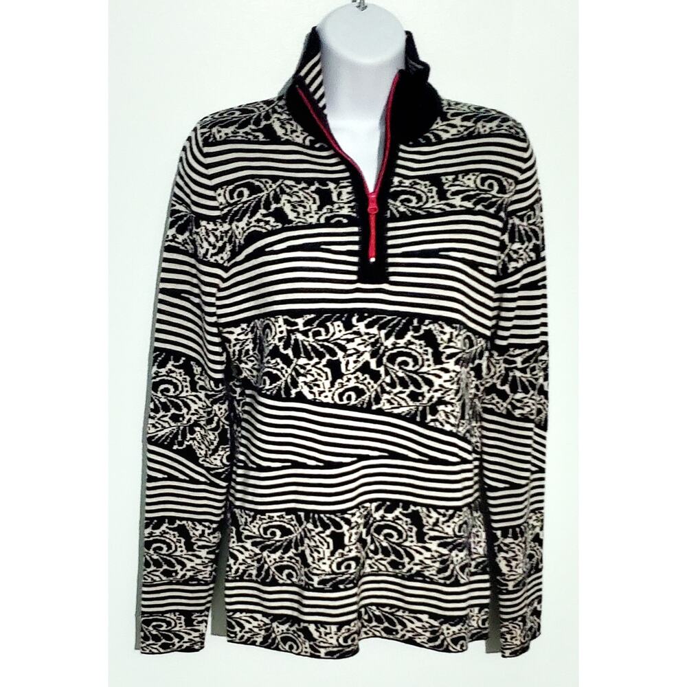 Title Nine Womens Long Sleeve Wool Black and White Sweater Size Small Preppy
